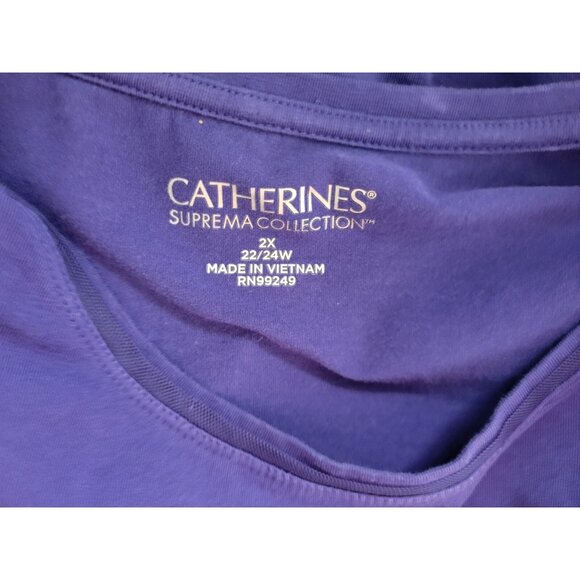 Catherines Suprema Womens Top 2X Plus Blue Amenable Not Submissive BLU183E - Picture 6 of 7